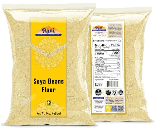 Vista 2 de Harina de soja Rani (harina de soja) 14 oz (400 g) ~ Todo natural Vegano Apto para gluten Sin OMG Kosher Origen indio