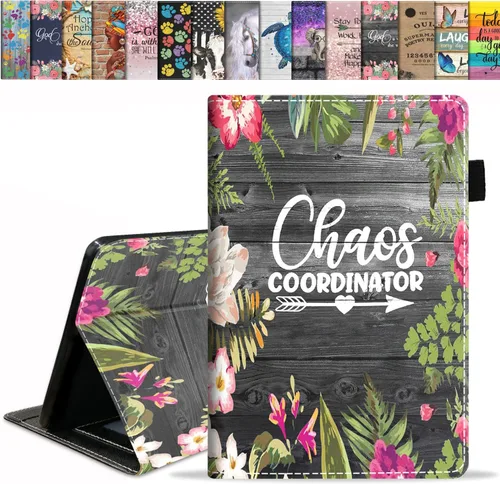 Vista 11 de Funda para tablet Kindle Fire 7 (12ª generación, versión 2022) último modelo de 7 pulgadas, funda delgada de piel sintética con soporte para tarjeta