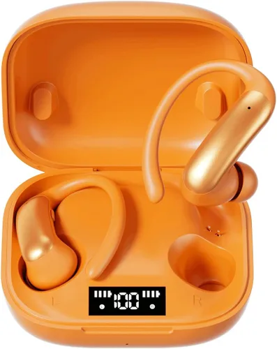 Vista 8 de Auriculares inalámbricos con Bluetooth con pantalla LED de 60 horas de reproducción, sobre los auriculares con micrófono, sonido estéreo, controles