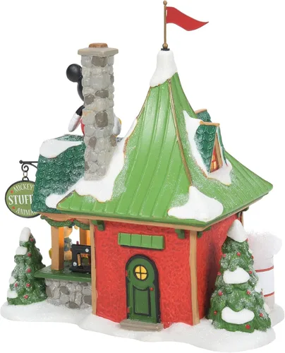 Vista 4 de Department 56 North Pole - Edificio iluminado de animales de peluche de Disney Village, 6.34 pulgadas de alto x 3.19 pulgadas de ancho x 5.51