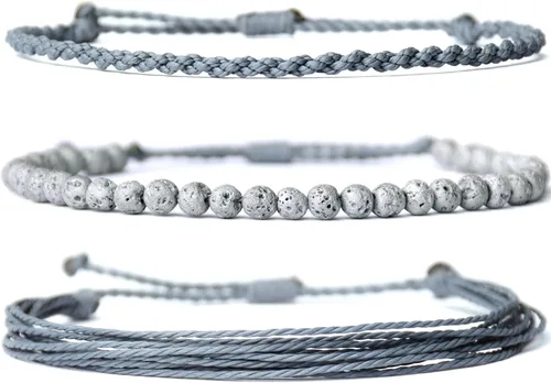 Vista 15 de Pulsera curativa hecha a mano con cuentas de piedra natural, regalo para hombres, pulsera de cuerda ajustable