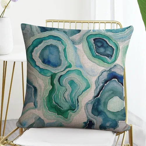 Vista 7 de Almohadas de exterior para muebles de patio, diseño de geoda de ágata, azul, verde, gris, funda de almohada de 18 x 18 pulgadas, funda de almohada