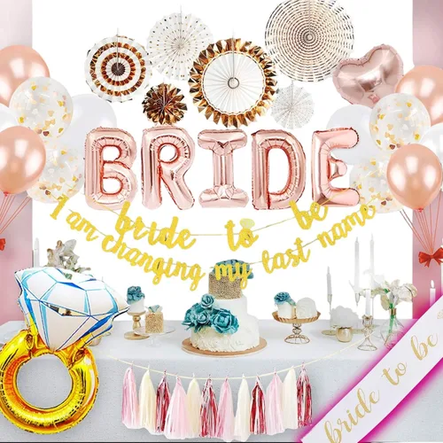 75 piezas de decoraciones de despedida de soltera – Kit de suministros para fiesta de novia, decoraciones de despedida de soltera con oro rosa,