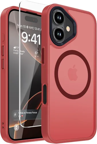 Vista 15 de DEERLAMN Funda magnética a prueba de golpes para iPhone 16 de 6.1 pulgadas, [compatible con MagSafe] [protección contra caídas de grado militar] 2