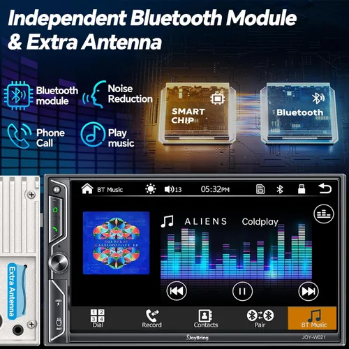 Vista 4 de Estéreo de Coche QLED de Doble Din con Apple CarPlay Inalámbrico y Android Auto, Audio de 4.2 Canales con 2 Salidas de Subwoofer, Cámara