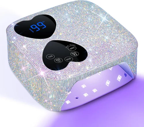 Lámpara de uñas LED UV, inalámbrica, 80 W, recargable, luz UV para uñas de gel, secadora de luz de gel profesional con 5 temporizadores y base de