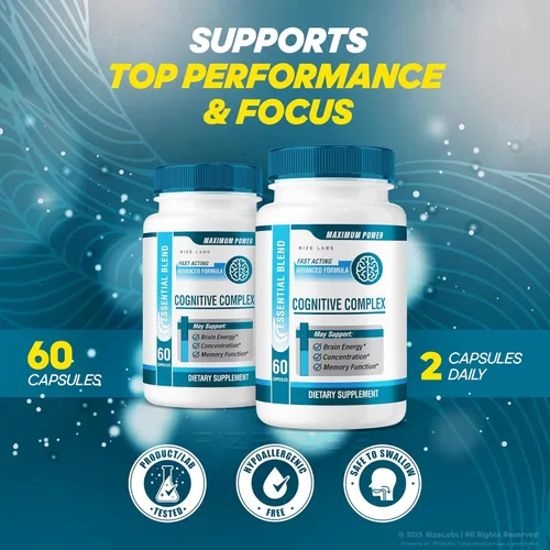 Vista 3 de rize labs - Cápsulas de complejo cognitivo: fórmula diaria de enfoque y claridad con una mezcla equilibrada para el estado de alerta, soporte