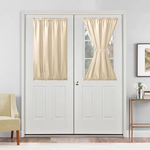 Vista 60 de Hiasan Cortinas francesas para puerta de privacidad, cortina frontal semitransparente con bolsillo para barra para ventana de puerta, 1 panel
