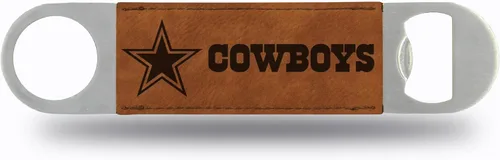 Vista 30 de Rico Industries NFL - Hoja de barra grabada con láser de piel sintética, gran accesorio para bebidas para el día del juego