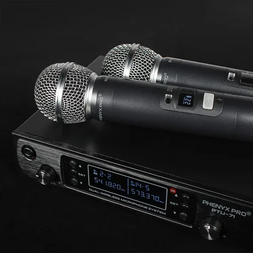 Vista 8 de Phenyx Pro Sistema de micrófono inalámbrico, micrófonos inalámbricos duales, con 2 dispositivos de mano, escaneo automático, frecuencias UHF de 2 x