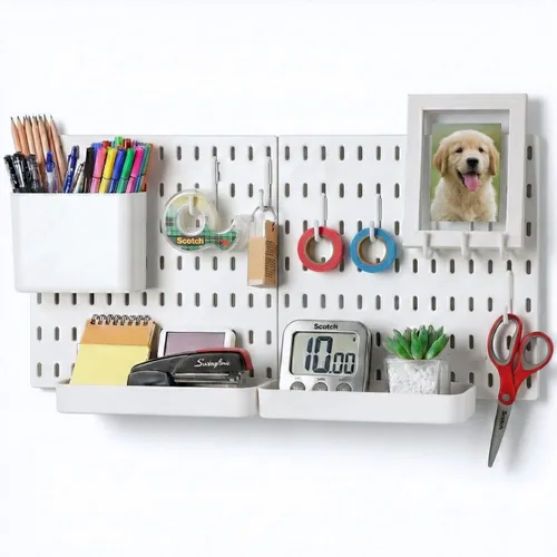 Vista 8 de Keepo - Juego de combinación de tableros de clavijas y accesorios modulares para colgar en pared, para organizador de pared, organización