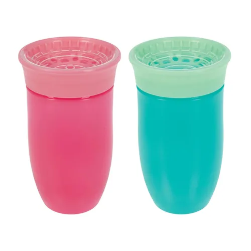 Vista 9 de Nuby Wonder Cup – Vasos para bebés a prueba de derrames – (paquete de 2) 7 onzas – Sip from All Sides – Resistente a fugas – Vaso de transición sin