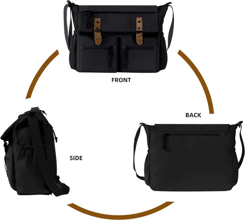 Vista 7 de Travel Messenger Bag for Women Men Durable Canvas Crossbody Handbag with Adjustable Strap Lightweight Laptop Purse