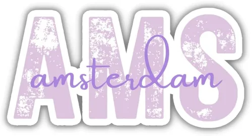 Vista 6 de AMS Amsterdam Airport Code Travel Sticker, Multiple Colors Vinyl Laptop Water Bottle Planner Journal Places I've Been Luggage Washington Decal (Blue)