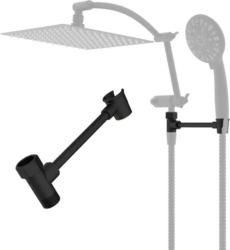 Vista 10 de Hibbent Soporte de cabezal de ducha de metal, soporte de brazo de ducha de latón macizo para cabezal de ducha de mano, soporte para vagabundos