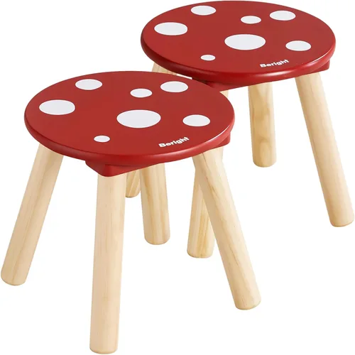 Vista 26 de Beright Taburete de madera para niños, taburete para niños, mesa sensorial perfecta a juego, taburete resistente de 9 pulgadas con cuatro patas