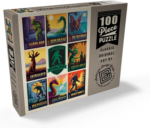 Vista 2 de MyPuzzle Leyendas de los Parques Nacionales: Impresión de Múltiples Imágenes - Edición 1, Póster Vintage - Rompecabezas Premium de 100 Piezas