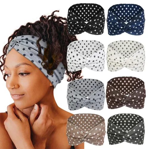 Vista 11 de Tobeffect Diademas para mujer, turbante antideslizante, bandas elásticas bohemias para el cabello, para adolescentes y niñas, accesorios de moda
