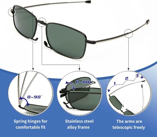 Vista 3 de Gafas plegables bloqueo de luz azul visión nocturna gafas de sol unisex con funda portátil