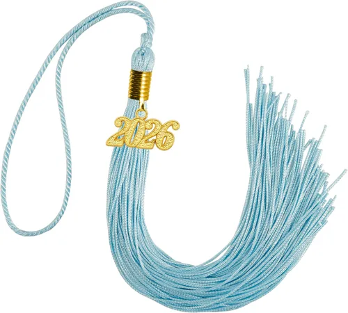 Vista 24 de GraduationMall Borla de graduación de un solo y varios colores con dije del año 2025 de 9 pulgadas