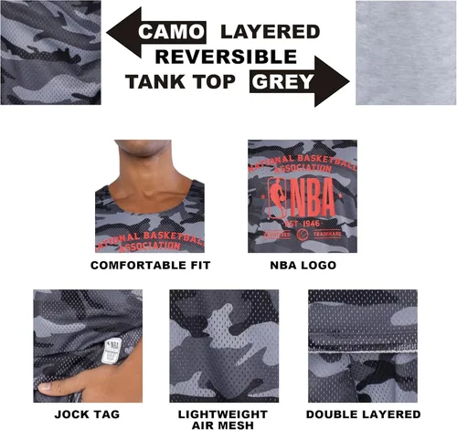 Vista 5 de Ultra Game NBA - Camiseta sin mangas reversible súper suave para hombre