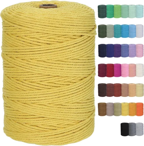 Vista 27 de Cuerda de macramé de algodón de 3 mm, 328 yardas, suministros de macramé de color natural, cuerda de algodón suave para colgar plantas, colgador