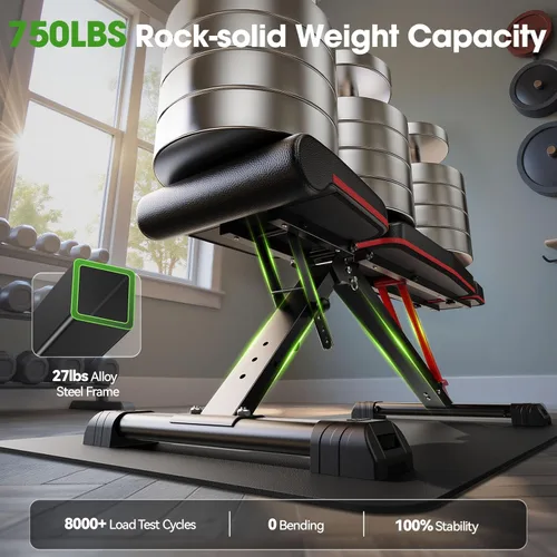 Vista 3 de FLYBIRD Banco de pesas ajustable que se adapta hasta 6'5'', capacidad de 750 libras para entrenamiento de cuerpo completo, banco plegable resistente