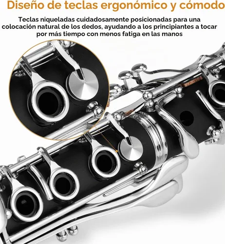 Vista 2 de Bb Clarinet Kit for Beginners Students, 17-Key French System with 2 Barrels