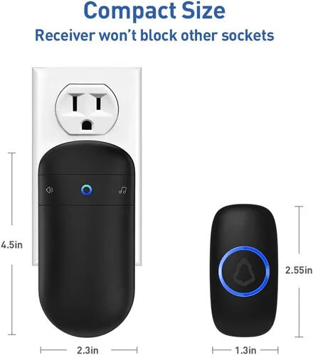 Vista 6 de SECRUI Timbre inalámbrico para puerta delantera, funciona con pilas, con 52 campanillas, luces flash, 5 niveles de volumen, timbre moderno