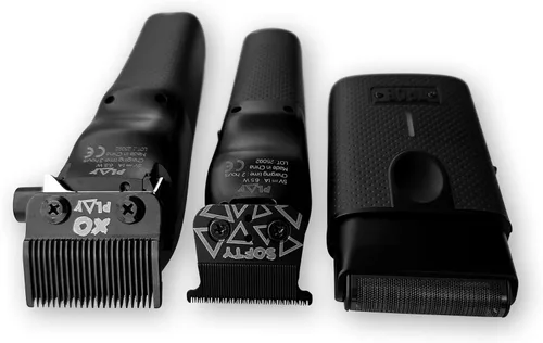 Vista 5 de TPOB Play Barber - Cortapelos para hombre de 7500 RPM con empuñaduras de goma (Blackout 3 Set)