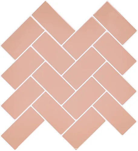 Azulejo de Espiga Rosa Coral Despegar y Pegar para Salpicadero, Azulejo Autoadhesivo Removible Chevron para Pared para Cocina Baño (Diseño Más