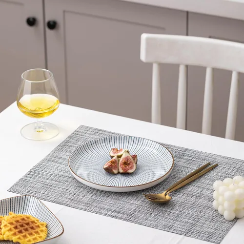 Vista 7 de LEXMORE PlaceMats - Juego de 12 manteles individuales tejidos de vinilo/plástico para mesa de cocina, interior/exterior, lavable, tapete lavable