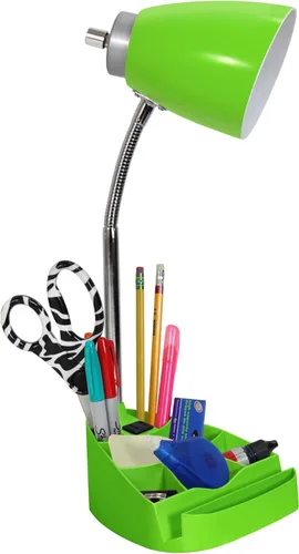 Vista 7 de Simple Designs LD1094-WHT - Lámpara de escritorio todo en uno de cuello de cisne de 18.5 pulgadas con soporte para iPad, soporte para libros