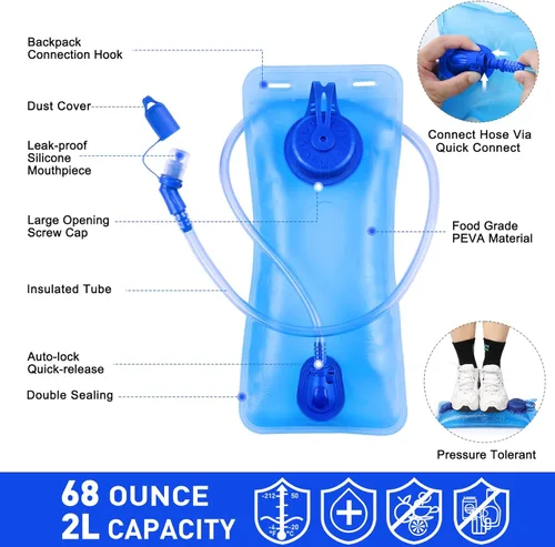 Vista 7 de KUYOU Running Hydration Vest - Lightweight Insulated Hydration Backpack with 2L Water Bladder, Adjustable Chest Straps and Reflective Water Backpack