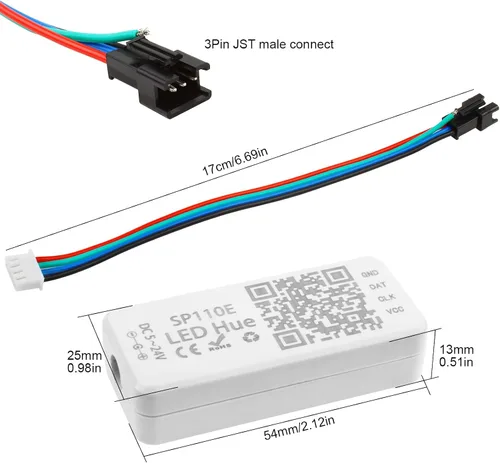 Vista 2 de Controlador LED Bluetooth SP110E para luces de tira LED WS2811