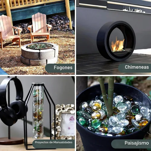 Vista 5 de onlyfire - Perlas de vidrio de fuego de 10 libras para hogueras de propano, rocas de vidrio reflectante de chimenea de 1/2 pulgada, mármoles planos