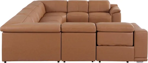 Vista 392 de BlackJack Furniture Venice - Sofá modular de cuero italiano de grano superior de 5 piezas con 3 reclinables eléctricos, reposacabezas ajustable