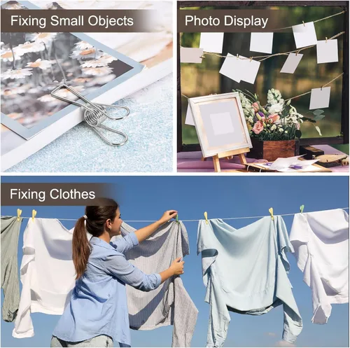 Vista 7 de uxcell 30 pinzas de acero inoxidable para ropa sucia, pinzas multiusos para sostener ropa, abrazaderas para bolsas de aperitivos, 2.26 pulgadas