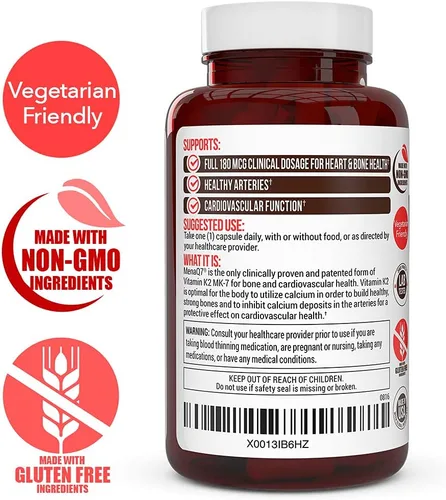 Vista 4 de Suplemento de vitamina K2 D3 5000 UI D3 y 180 mcg Vitamina k2 MK7 Suplemento para huesos saludables, corazón saludable y salud cardiovascular-60