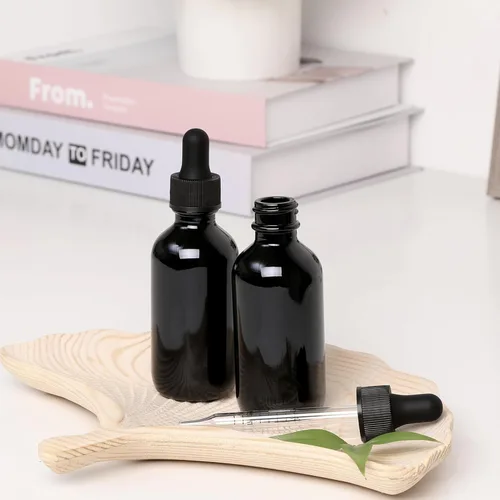 Vista 22 de NOOEEISS 4 piezas, botella con cuentagotas de 1 oz, botella de vidrio ámbar con cuentagotas, botellas de tintura con cuentagotas, acabado elegante