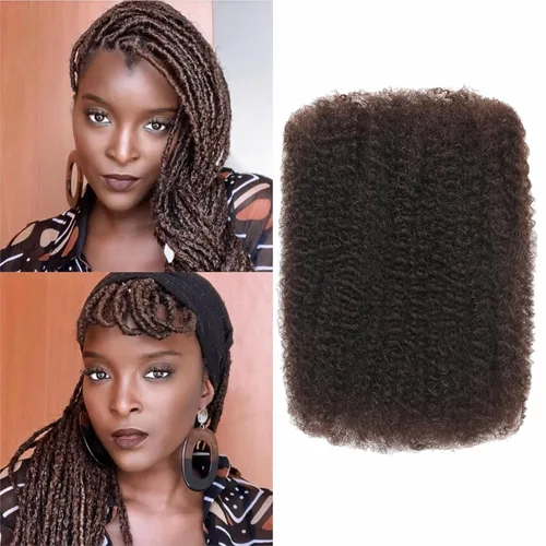Vista 8 de Cabello humano afro rizado a granel de 8-28 pulgadas afro rizado a granel 100% cabello humano para extensiones de rastas reparar loc hacer trenzas 1