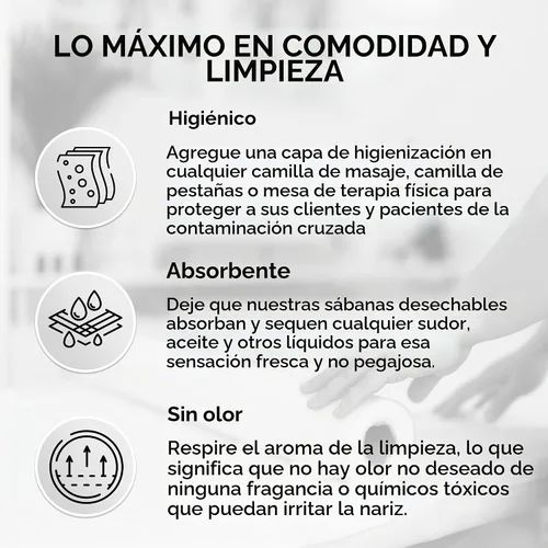 Vista 4 de Funda desechable para cama de masaje, 60 hojas por rollo, material desechable no tejido, ideal para spa, mesa de masaje, tatuaje, mesa de encerado