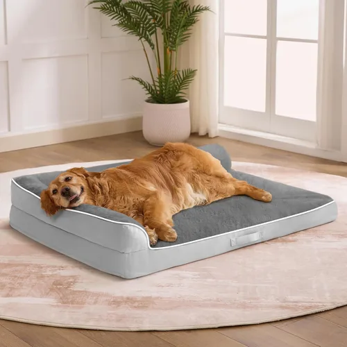 Vista 14 de Cama para perros de tamaño grande, cama ortopédica para perros grandes, cama impermeable para mascotas con funda extraíble lavable, sofá