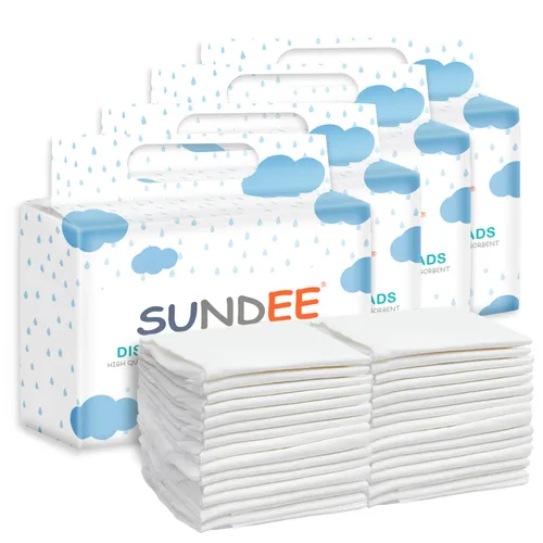 Vista 10 de Cambiador desechable para bebé, paquete de 25 almohadillas suaves de tela no tejida transpirable impermeable, protector de colchón portátil a prueba