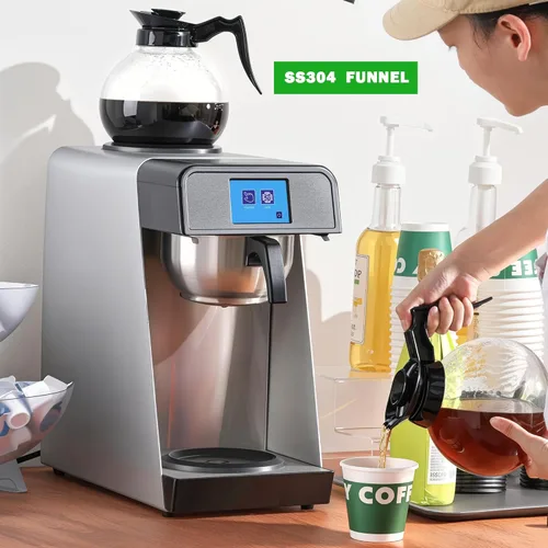 Vista 6 de NUPANT Cafetera de goteo comercial de 12 tazas, 1.8L, llenado automático, con 2 jarras de vidrio, 2 calentadores, panel LCD, cafetera automática