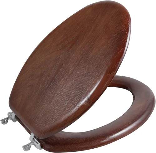 Vista 9 de Angel Shield - Asiento de inodoro de chapa de madera natural duradera con bisagras de metal, fácil de limpiar, antiarañazos, estándar americano