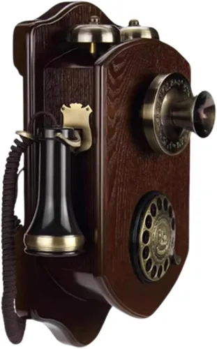 Adorno de teléfono retro, teléfono vintage montado en la pared, esfera rotativa, teléfonos fijos antiguos, teléfono de decoración de pared de moda