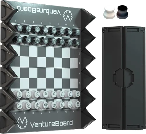 Vista 9 de VENTUREBOARD Juego de ajedrez único magnético de 6 pulgadas, 2 reinas adicionales, tablero plegable, piezas de juego de mesa de ajedrez de viaje