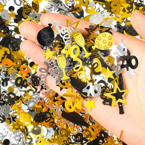 Vista 4 de 3000 piezas de confeti de cumpleaños con purpurina para decoración de cumpleaños, aniversario, mesa de papel de aluminio metálico, confeti