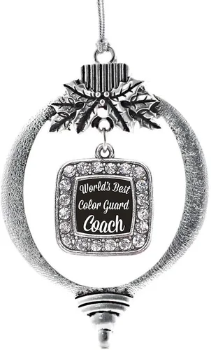 Vista 59 de Inspired Silver - Adorno de flor de iris - Adornos navideños con dije cuadrado de plata con joyas de circonita cúbica